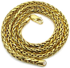 14K Yellow Gold 5mm Hollow Wheat Diamond Cut Spiga Link Chain