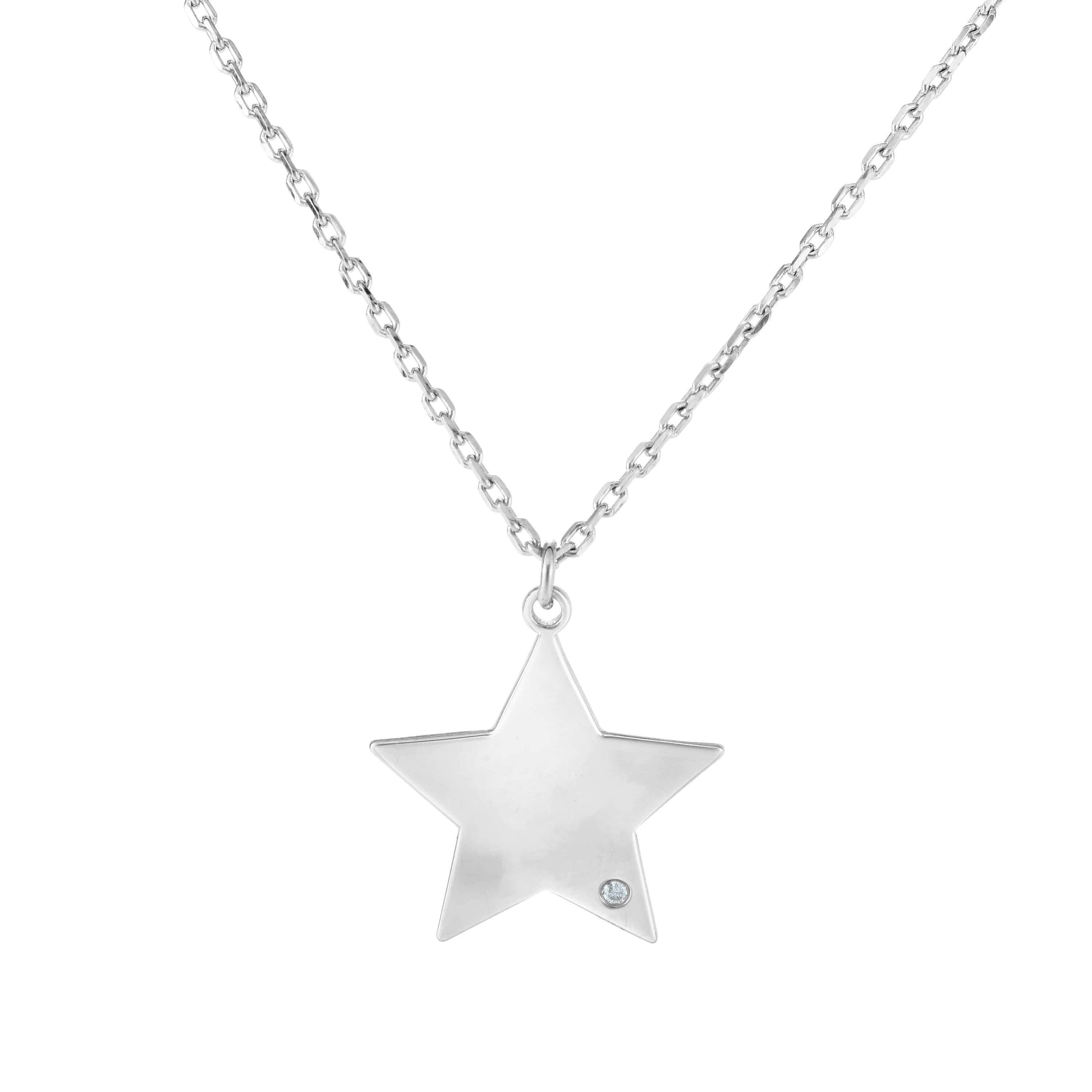 925 Sterling Silver Cubic Zirconia Accent Star Pendant Necklace