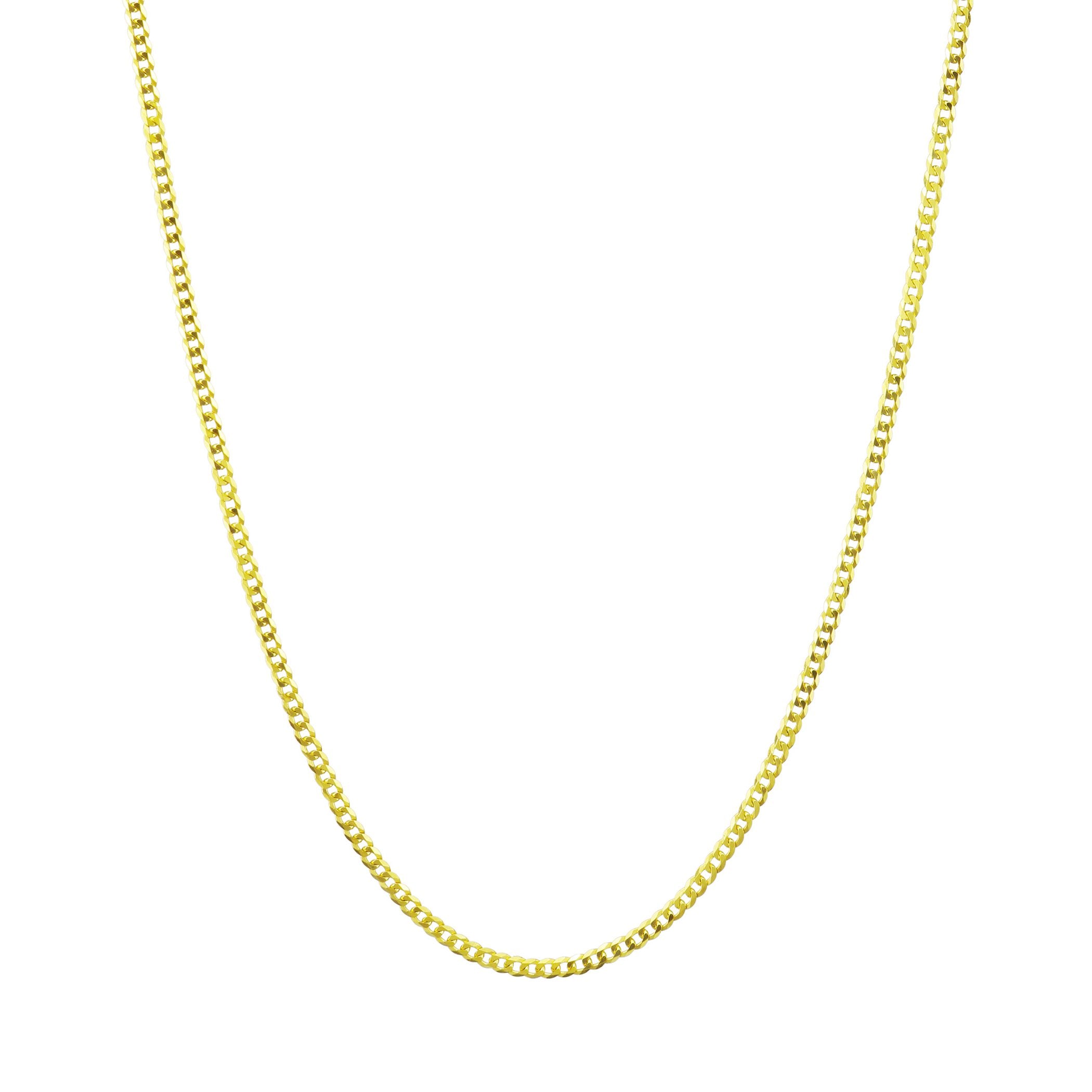 14K Yellow Gold 1.5mm Solid Cuban Curb Link Chain