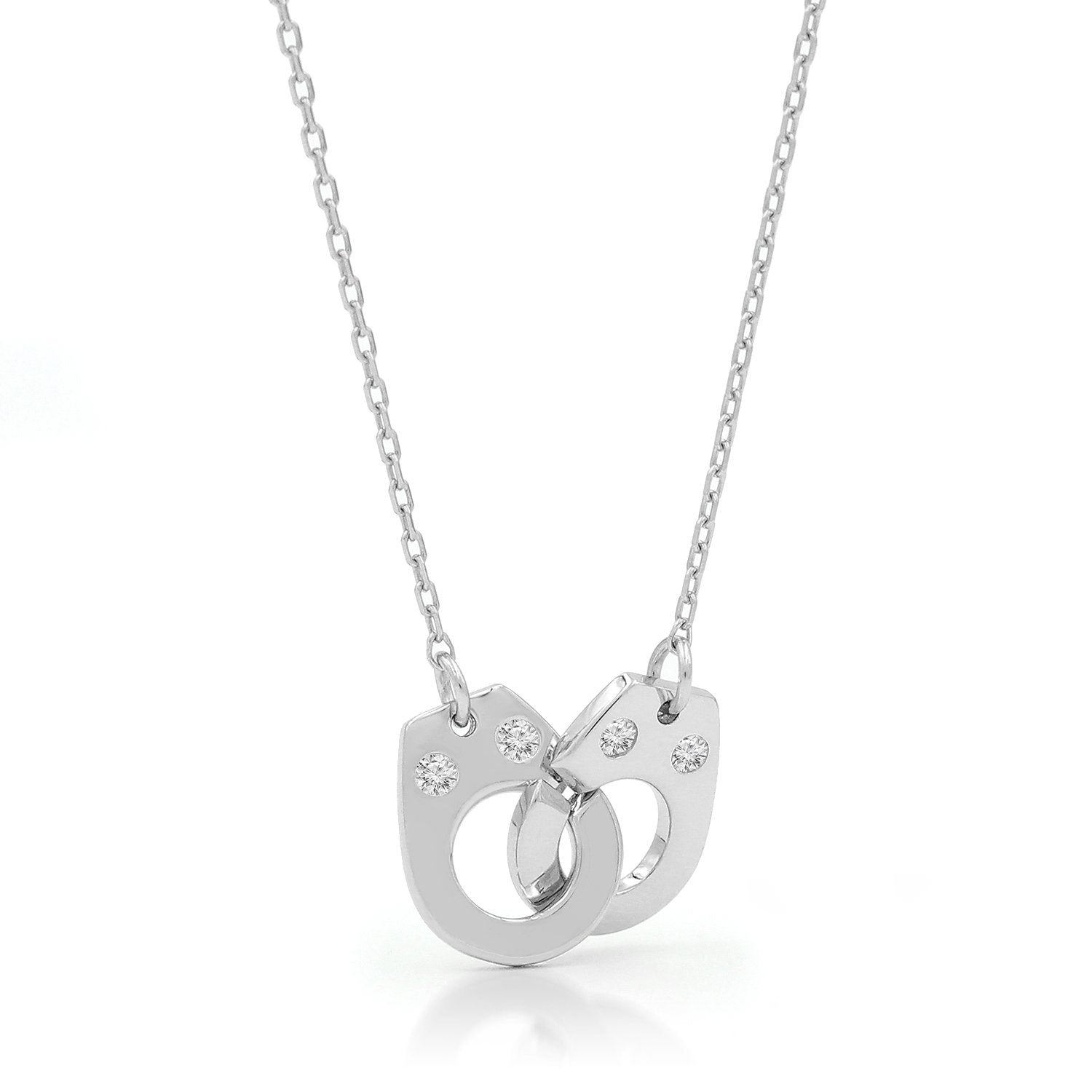 925 Sterling Silver Handcuff Studded Minimalist Necklace