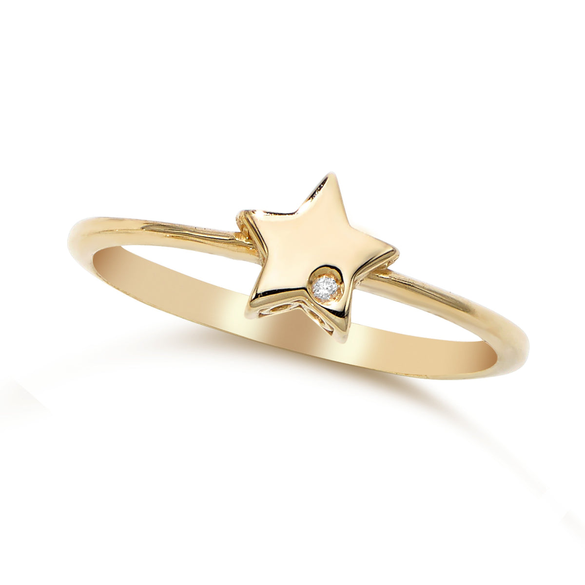 14K Yellow Gold Diamond Accent Celestial Star Ring