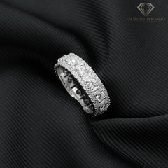925 Sterling Silver Micro Pave Baguette & Round Eternity Band
