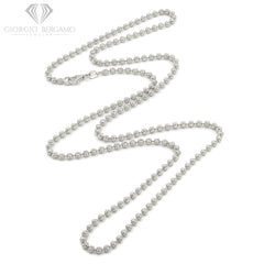 925 Sterling Silver 3mm Ball Bead Moon Cut Rhodium Chain