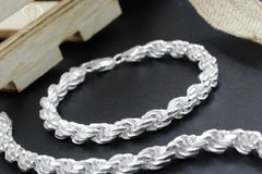 925 Sterling Silver Solid Rope 7.5mm Diamond Cut ITProLux Bracelet