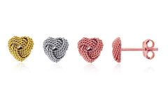 925 Sterling Silver Braided Heart Love Knot Stud Earrings