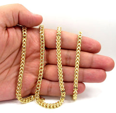 925 Sterling Silver 5mm Hollow Franco Gold Plated Chain