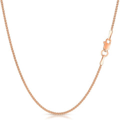 14K Rose Gold Solid Wheat 1mm Chain