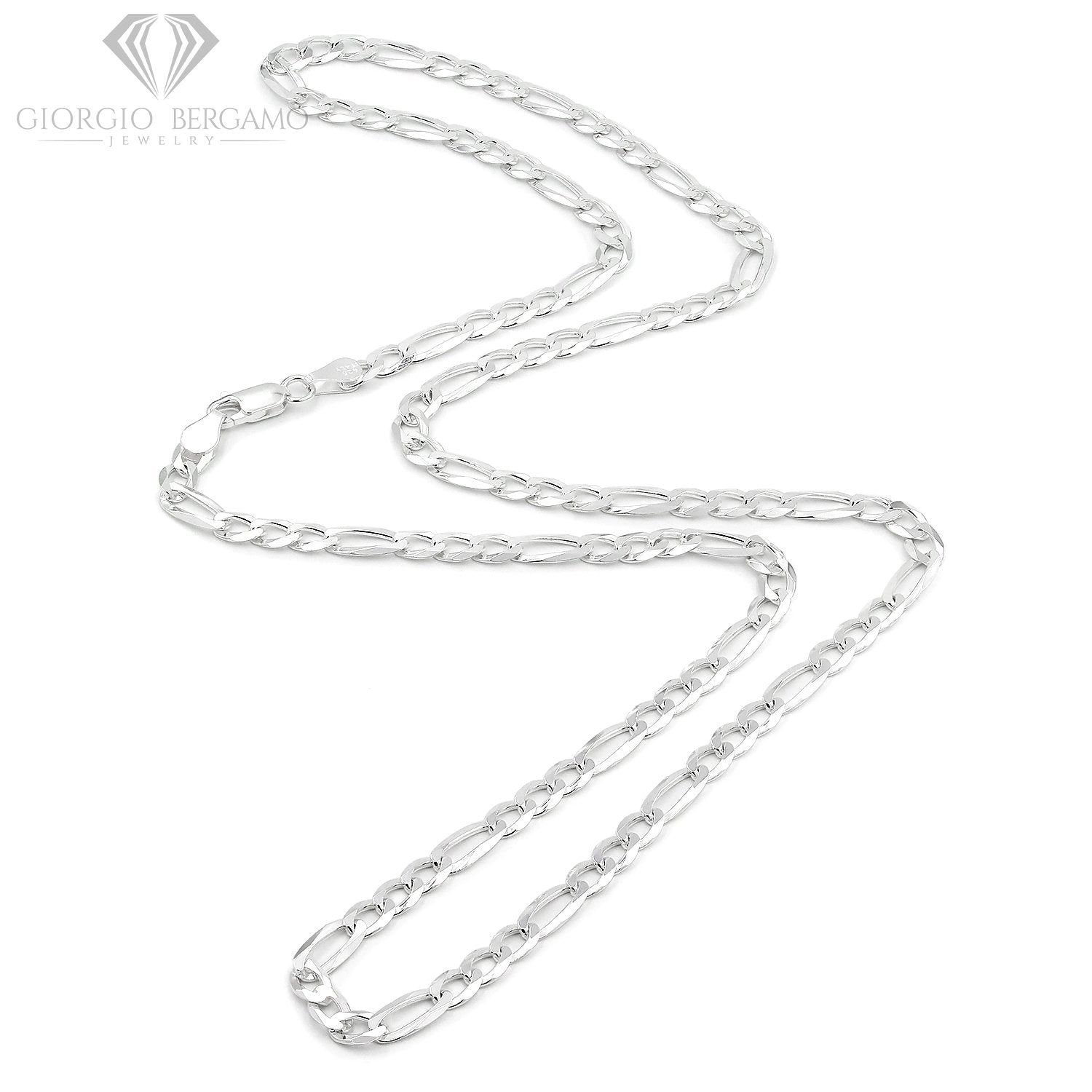 925 Sterling Silver Solid Figaro 5mm ITProLux Link Chain