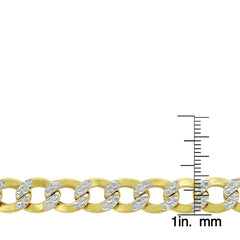 14K Yellow Gold 9.5mm Hollow Cuban Diamond Cut Pave Curb Link Chain