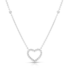 14K Gold Open Heart Diamond Pendant Necklace