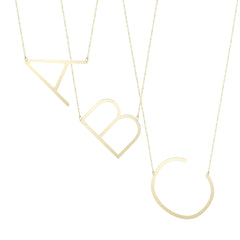 14K Yellow Gold Polished Initial Sideways Necklace