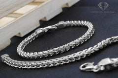 925 Sterling Silver 5mm Solid Franco Rhodium Bracelet