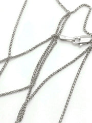 14K White Gold Solid Round Wheat 1mm Diamond Cut Chain