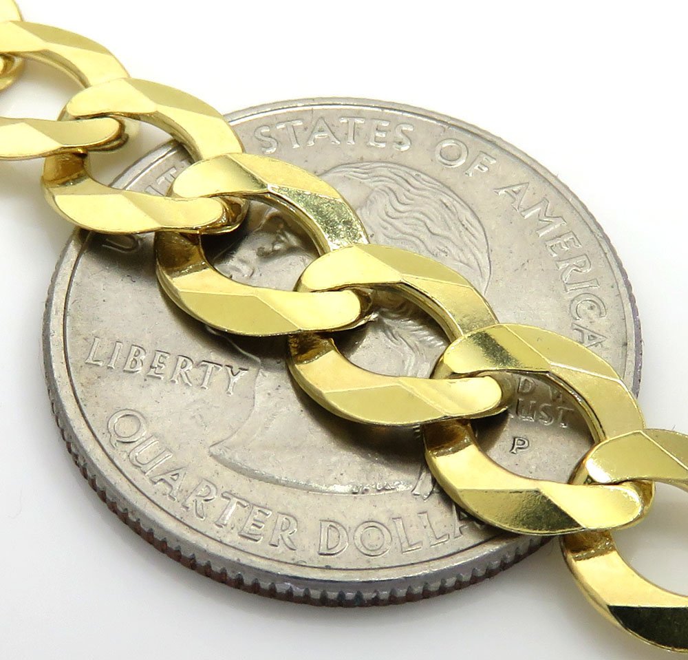 Gold Curb Chain 8mm Cuban Link Chain 10k 10K Yellow Gold 8mm Solid
