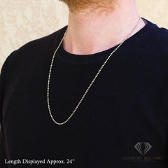 14K White Gold 2.5mm Ball Bead Moon Cut Chain