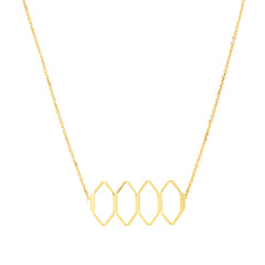 14K Yellow Gold Honeycomb Bar Necklace