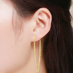14K Yellow Gold Fancy Layered Link Drop Earrings