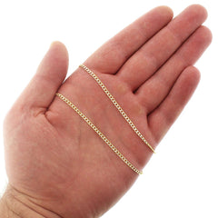 14K Yellow Gold 2.5mm Hollow Cuban Diamond Cut Pave Curb Link Chain