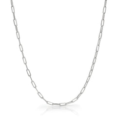 925 Sterling Silver 2.5mm Paper Clip Rhodium Plated Chain