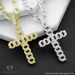 925 Sterling Silver Micro Pave Miami Cuban Cross Pendant Only