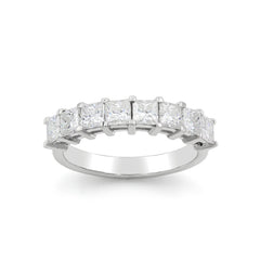 2.00 CTTW Moissanite Princess Cut 8 Stone Wedding Band, Eternity Ring in 925 Sterling Silve