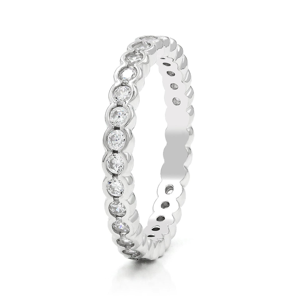 925 Sterling Silver Stackable Bezel Set Eternity Band Ring