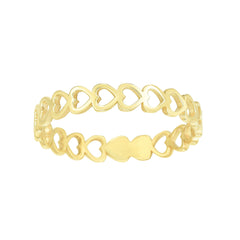 14K Yellow Gold High Polish Minimalist Open Heart Stackable Ring