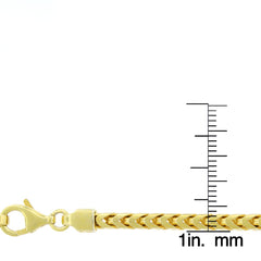 925 Sterling Silver 3.5mm Solid Franco Gold Plated Bracelet