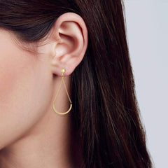 14K Yellow Gold Half Circle Drop Earrings