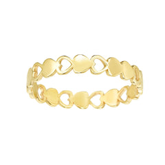 14K Yellow Gold High Polish Minimalist Heart Stackable Ring