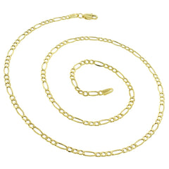 14K Yellow Gold 2.5mm Hollow Figaro Link Chain