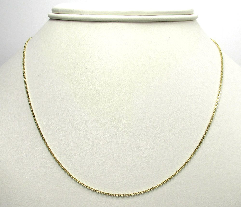14K Yellow Gold 1mm Cable Diamond Cut Chain