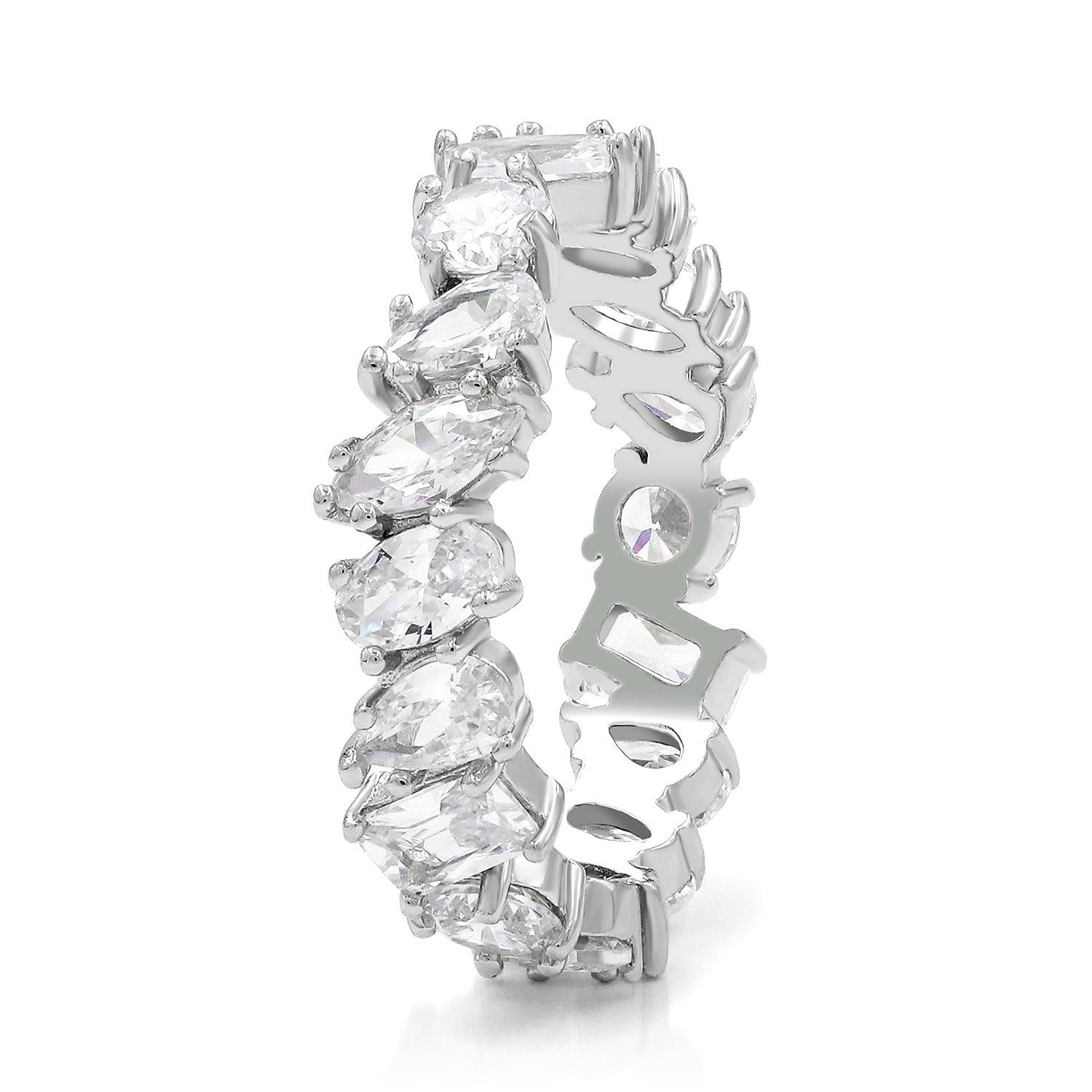 925 Sterling Silver Scattered Eternity Band Ring