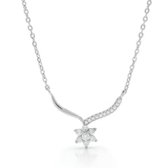 925 Sterling Silver Flower Drop Bar Necklace