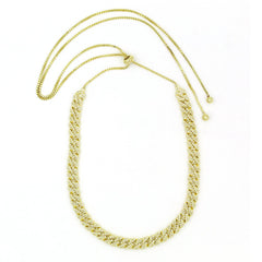 925 Sterling Silver Micro Pave Miami Cuban Link Adjustable Necklace