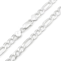 925 Sterling Silver Solid Figaro 7.5mm ITProLux Link Chain