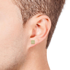 925 Sterling Silver Micro Pave Unisex Square 3D Screw Back Stud Earrings