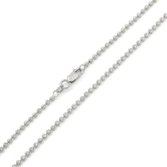 14K White Gold 2mm Ball Bead Moon Cut Chain