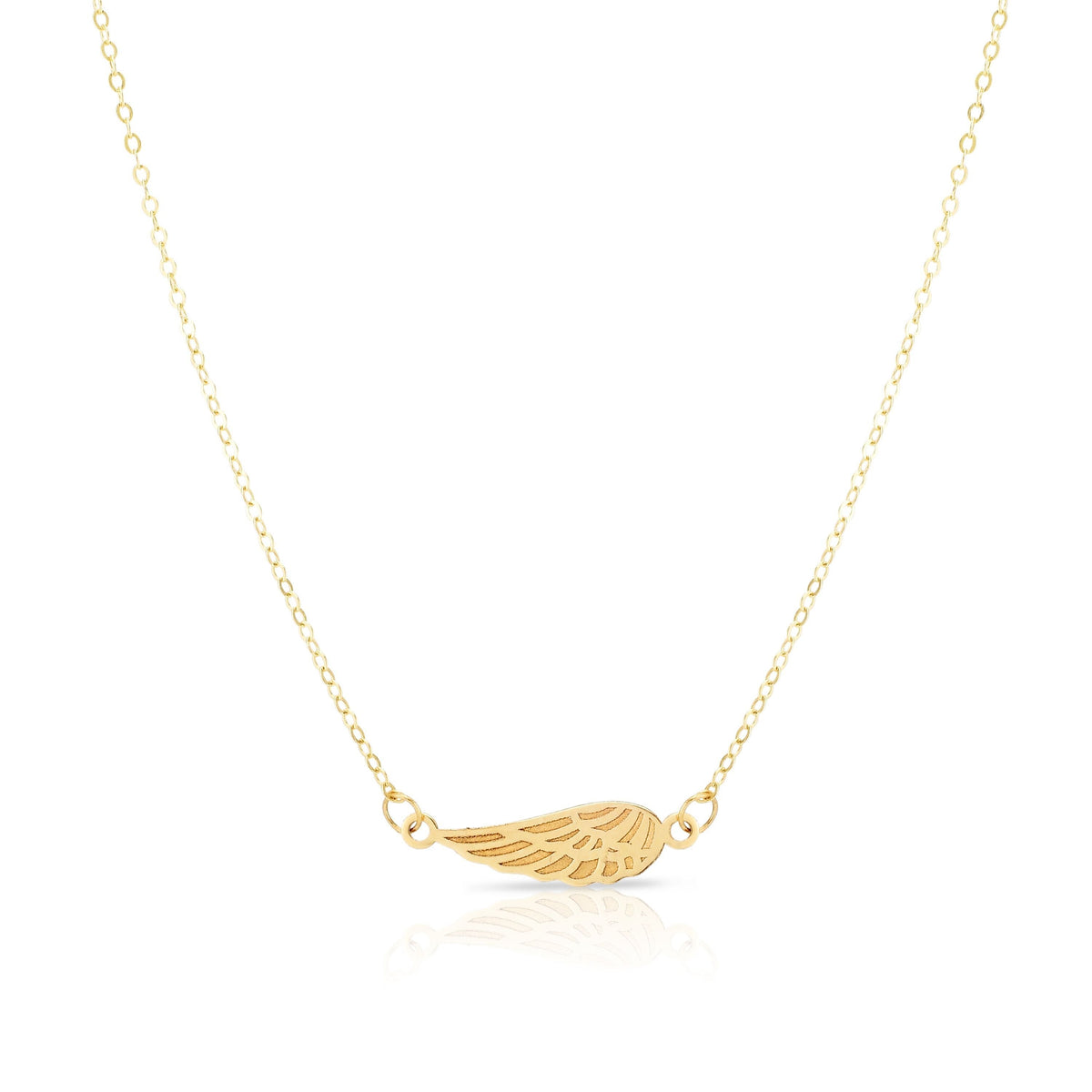 14K Gold Angel Wing Pendant Necklace