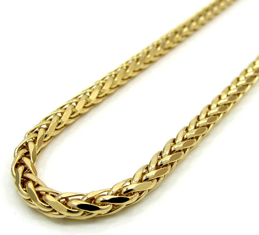 14K Yellow Gold 3mm Hollow Wheat Diamond Cut Spiga Link Chain