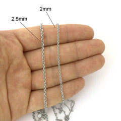 10K White Gold 2mm Rolo Chain