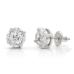 925 Sterling Silver Micro Pave Unisex Round Marquise & Princess Cut Screw Back Stud Earrings