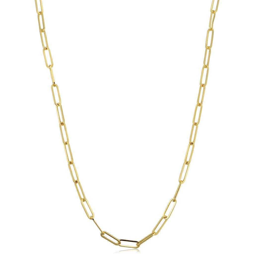 14K Yellow Gold Paper Clip 1.5mm Link Chain