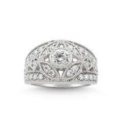 1.60 CTTW Moissanite Openwork Band Ring in 925 Sterling Silver