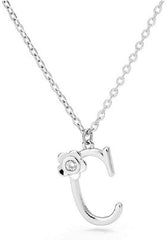 Giorgio Bergamo Stainless Steel Gold Plated A - Z, 26 Letter Cubic Zirconia Flower Initial Pendant Necklace