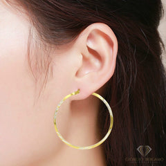 925 Sterling Silver Two-Tone Diamond Cut Hoop Earrings