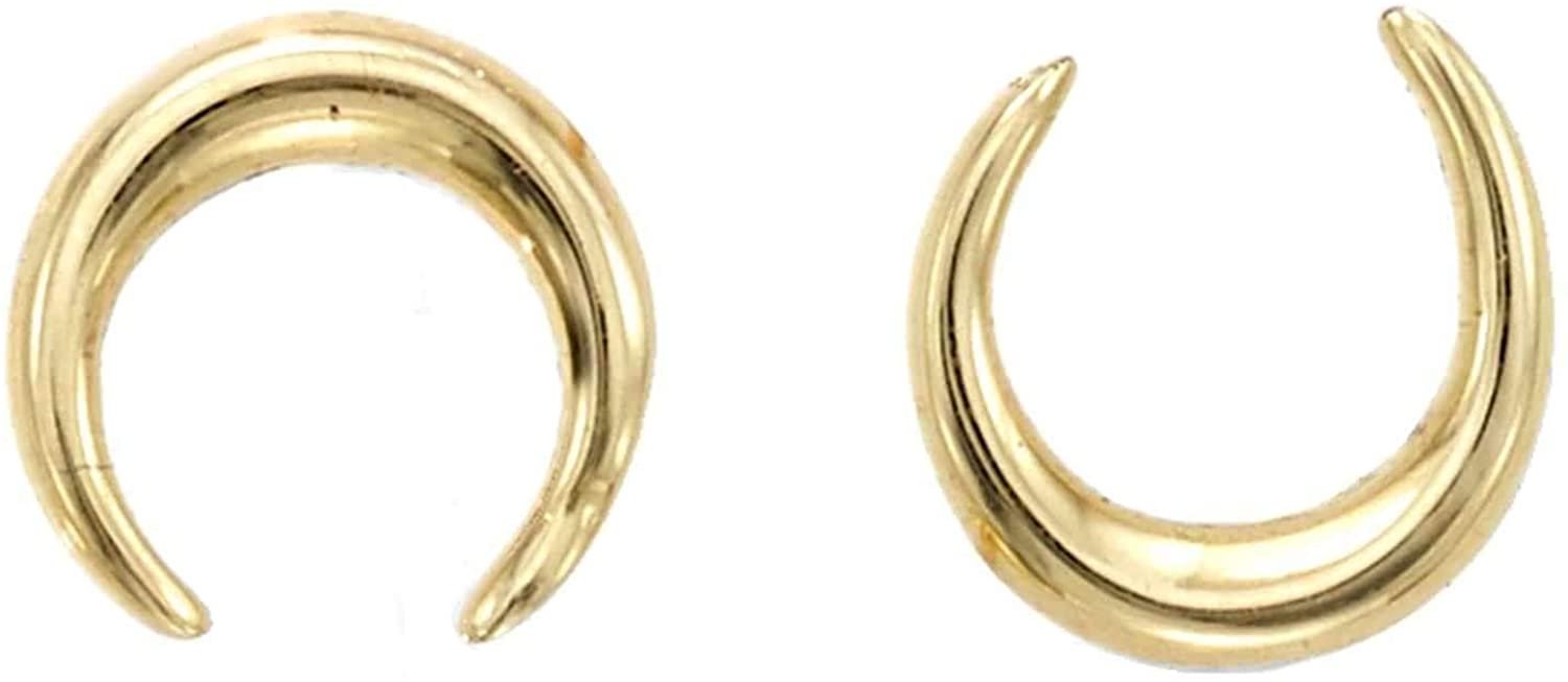 14K Yellow Gold Polished Crescent Moon Stud Earring