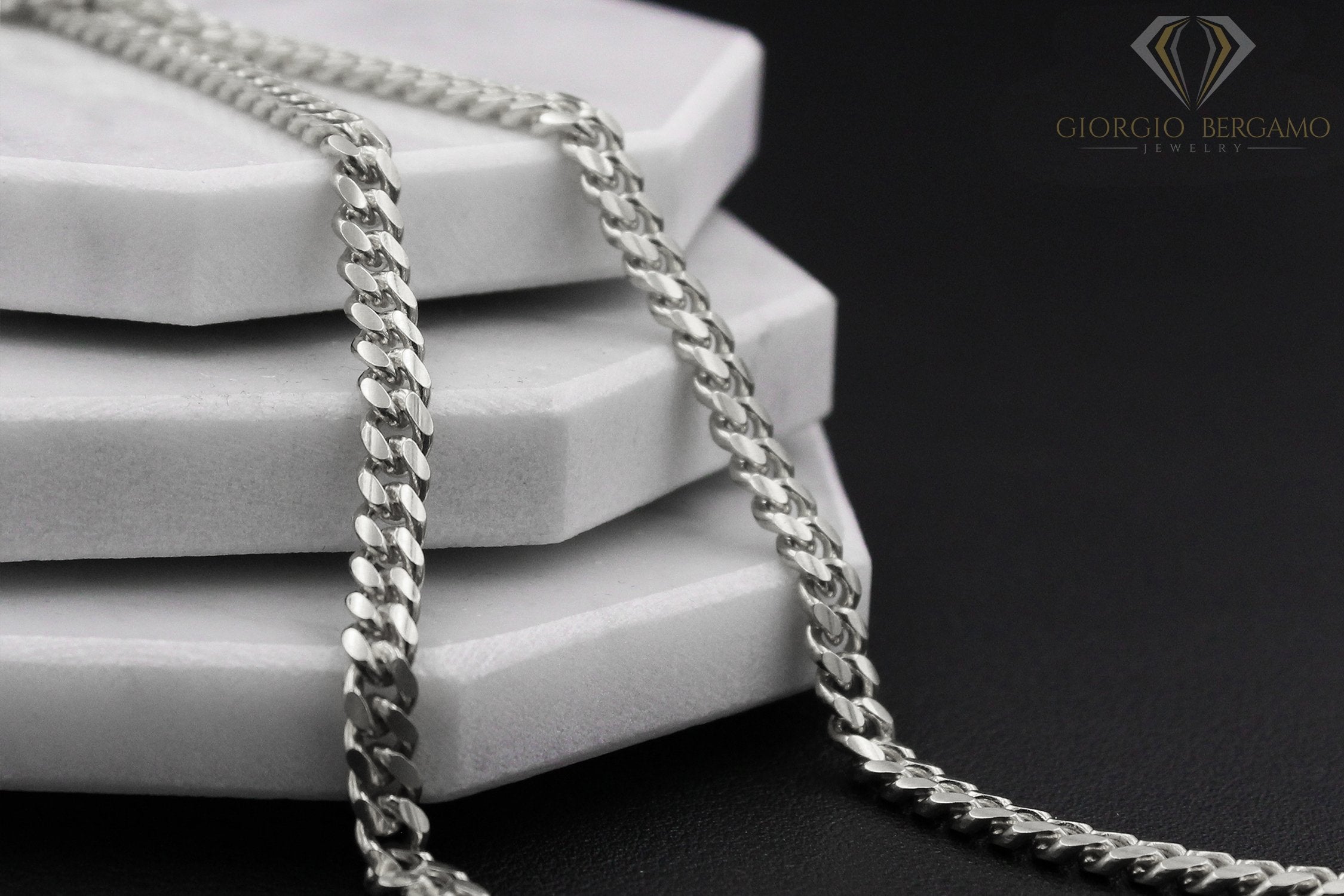 5mm 925 Franco Sterling Silver Solid Chain Bracelet Necklace Diamond Cut  High Heavy Polish for Men and Woman Unisex in 2.5mm 5mm Italian