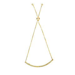 14K Yellow Gold Diamond Cut Bar Adjustable Pull Bolo Bracelet