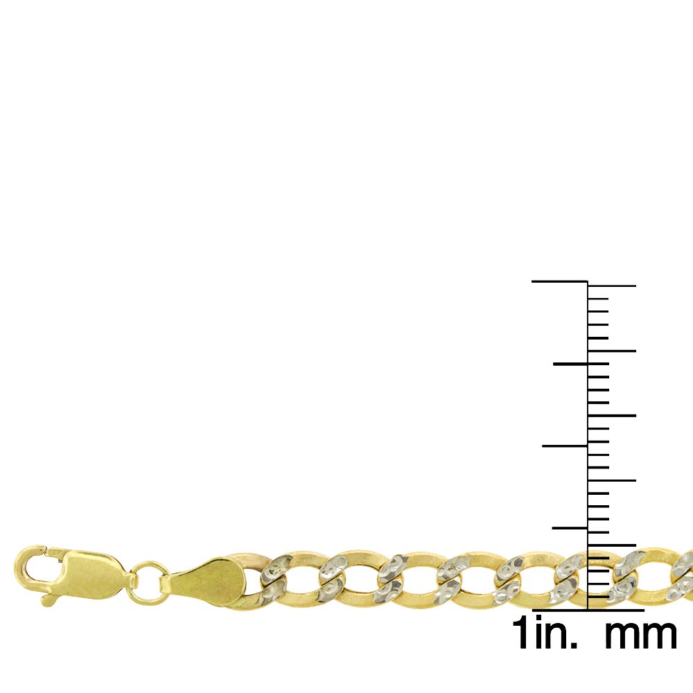 14K Yellow Gold 4.5mm Hollow Cuban Diamond Cut Pave Curb Link Chain